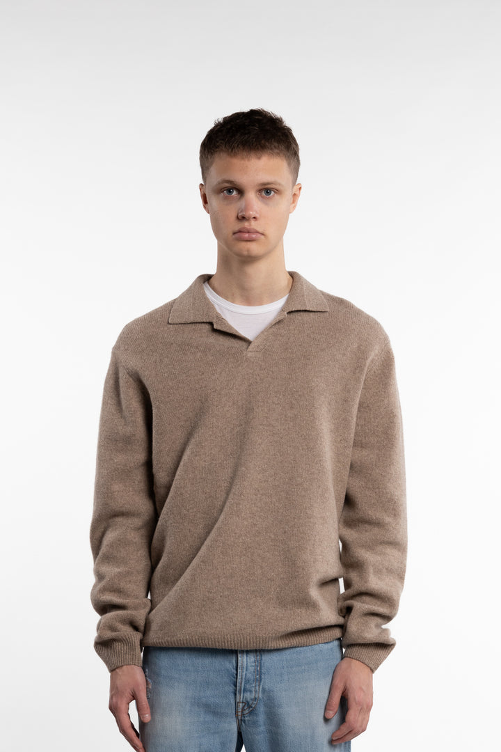 Karl Lambswool Polo Knit Beige