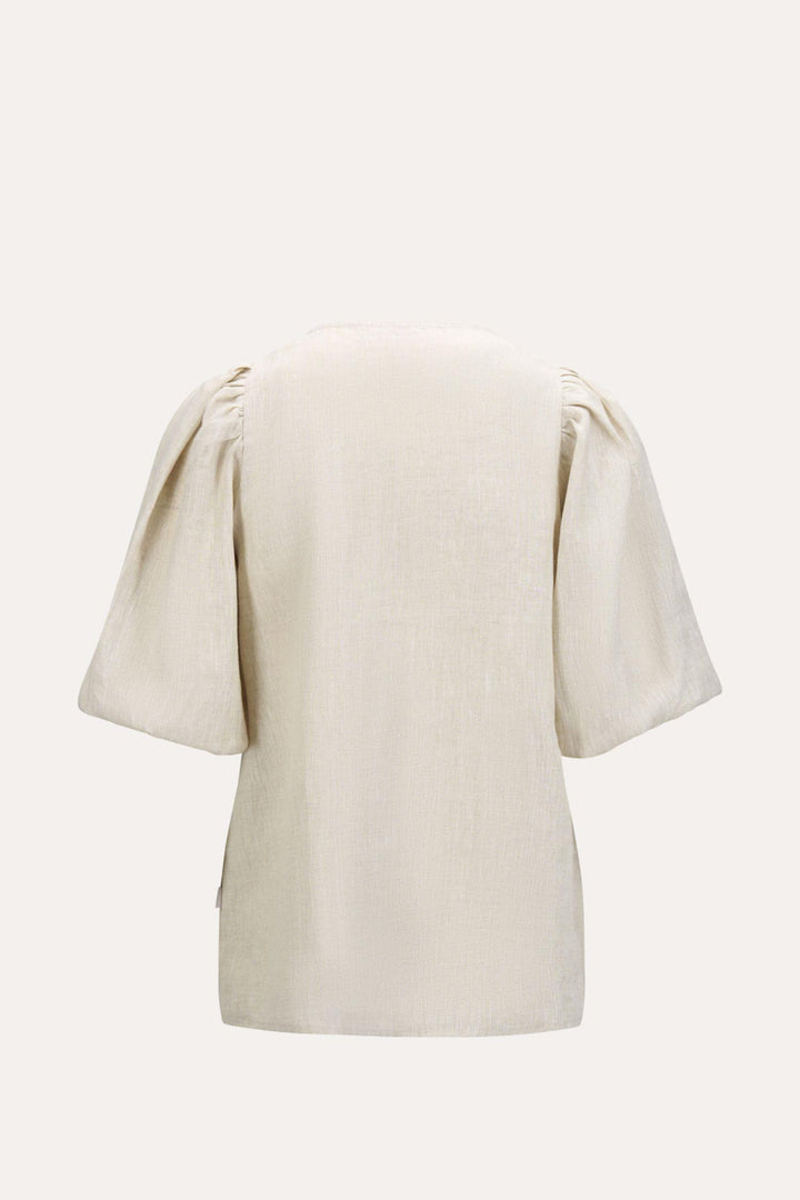 Anna Linen Top- Beige Melange