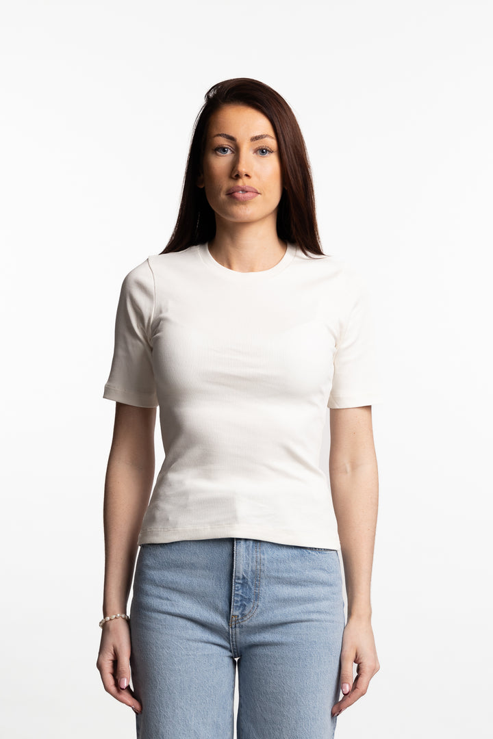 Pippa Rib Tee- Ecru