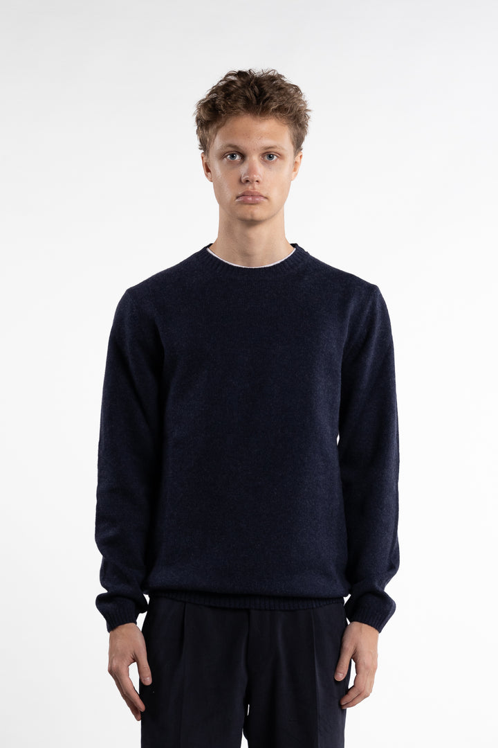 Merino Roundneck Melert Navy