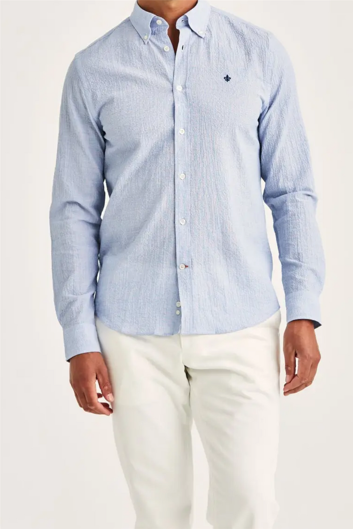 Seersucker Shirt Slim Fit Blue