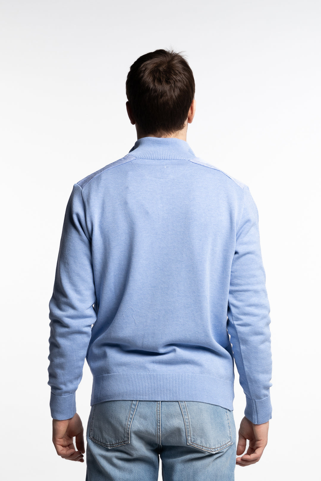 Fresco Cotton Half-Zip Light Blue