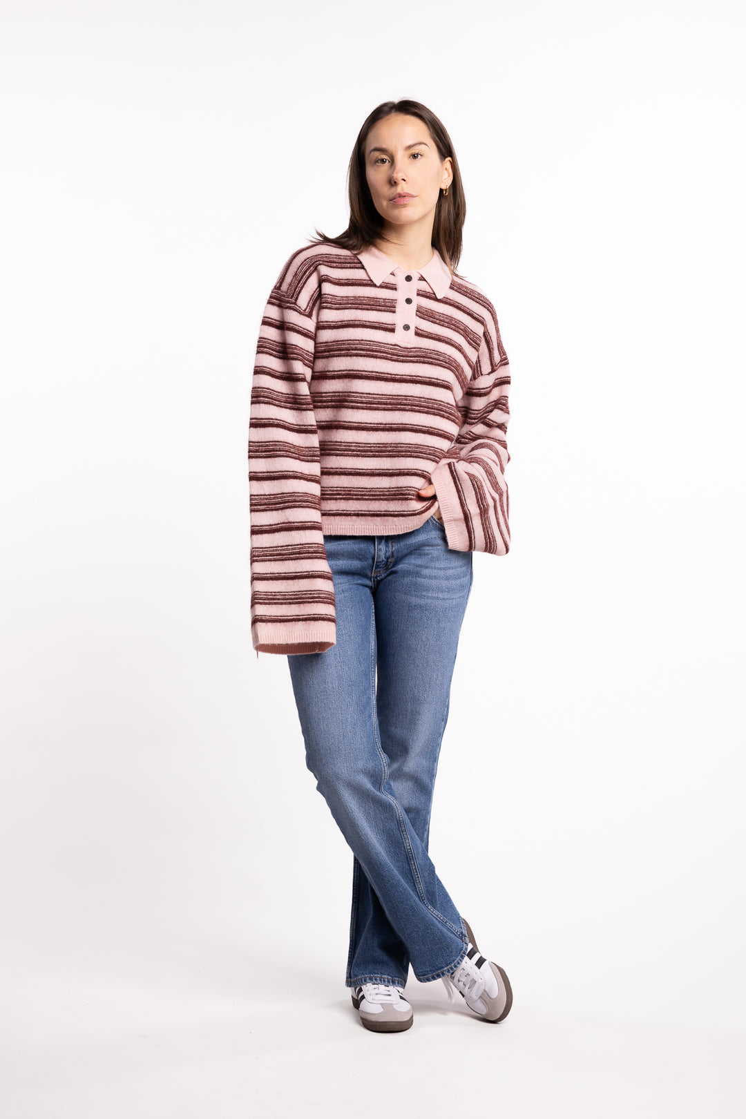 Olivia Wool Polo - Lt. Pink Mix