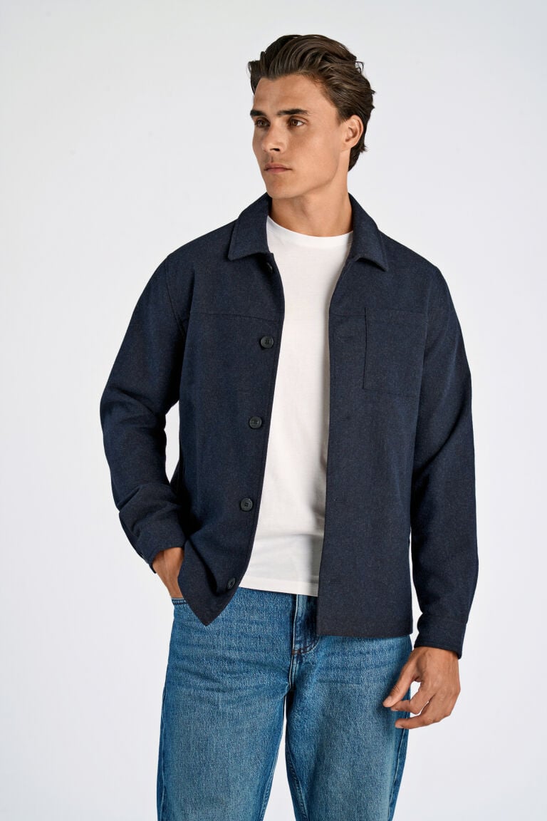 Cropped Length Overshirt Dk Blue Mel