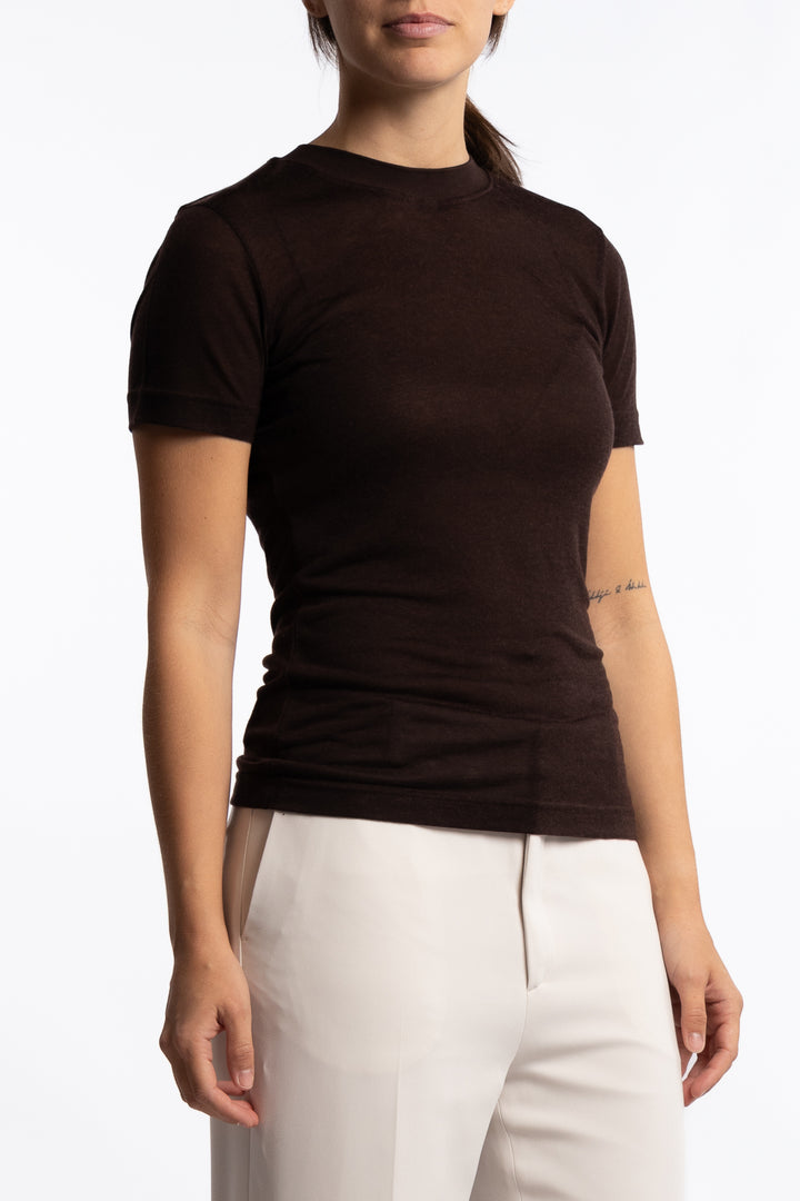 Lyocell Cashmere Tee- Brown