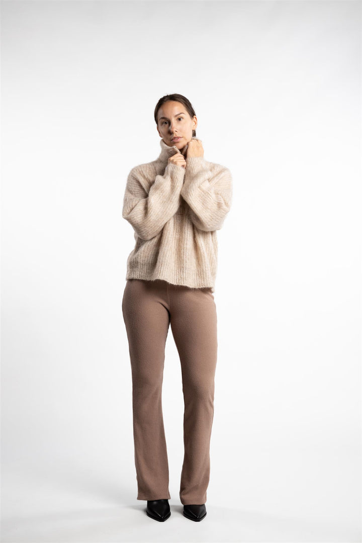 Florie Brushed Zip Knit- Warm Sand