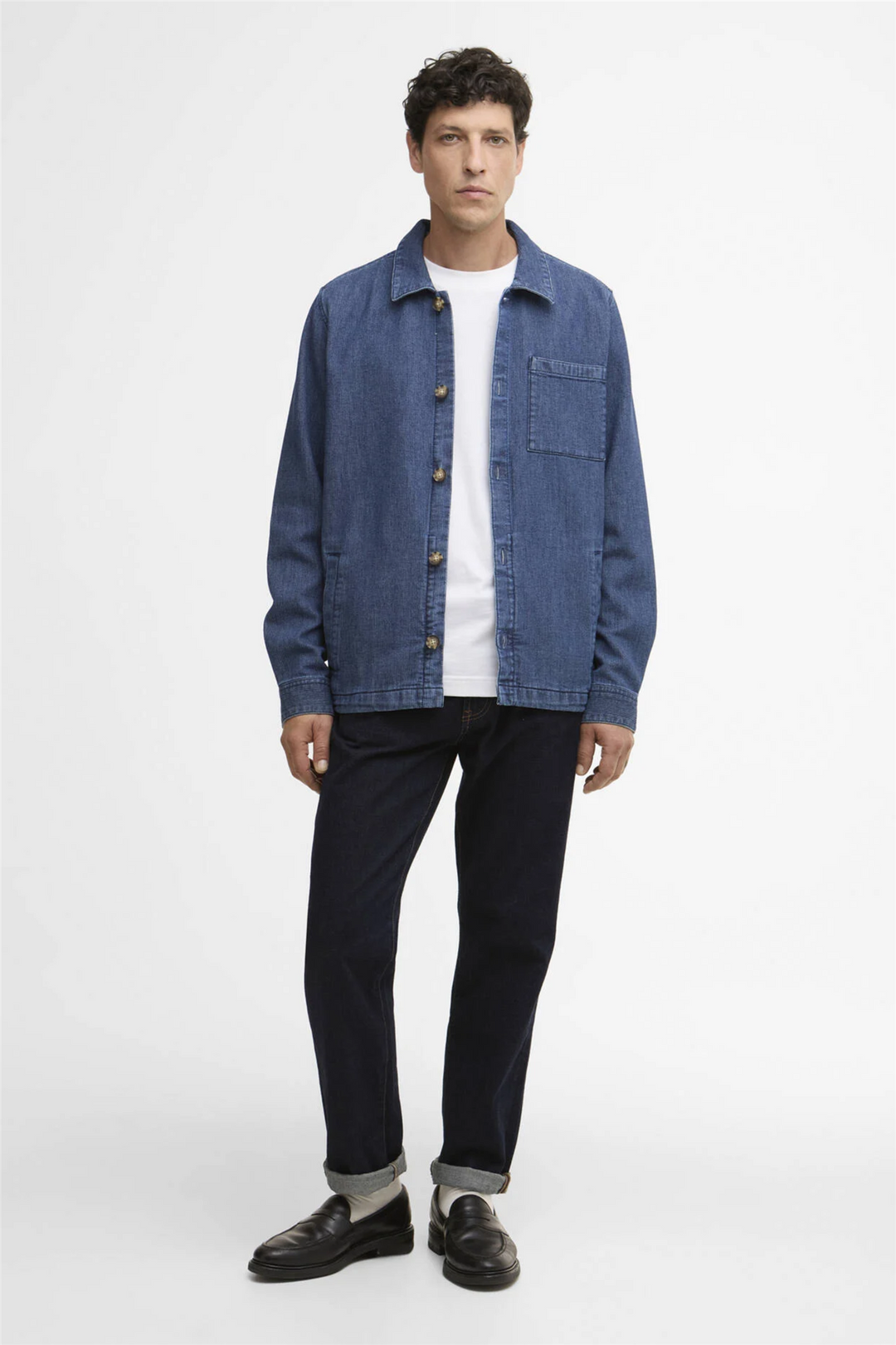 Aickmen Textured Denim Overshirt Indigo