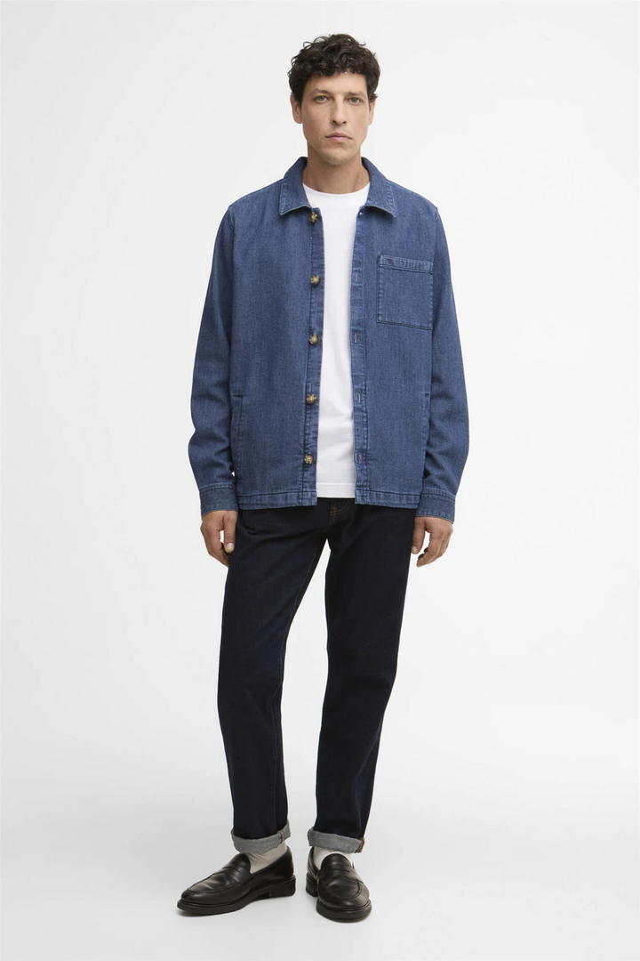 Aickmen Textured Denim Overshirt Indigo