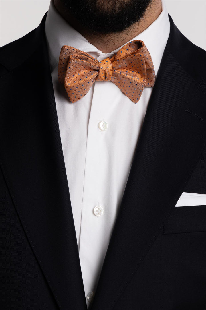 Silk Bow Tie To Make Orange/Blue Dots