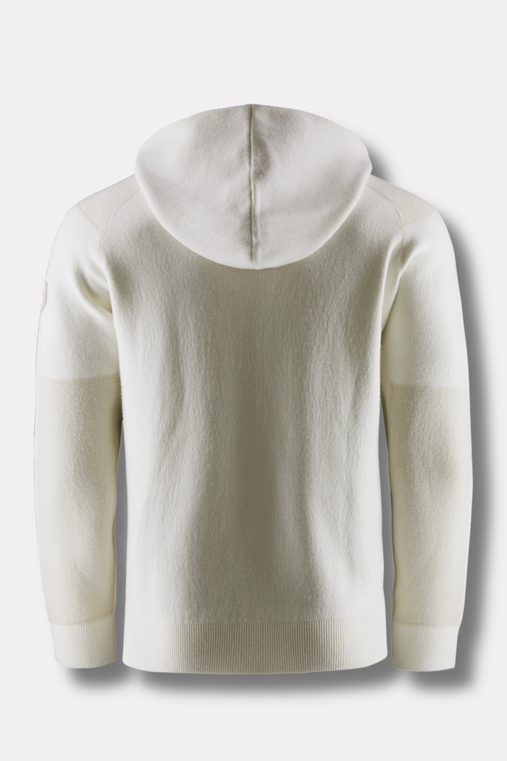 Spine Knitted Zip Hood Off White