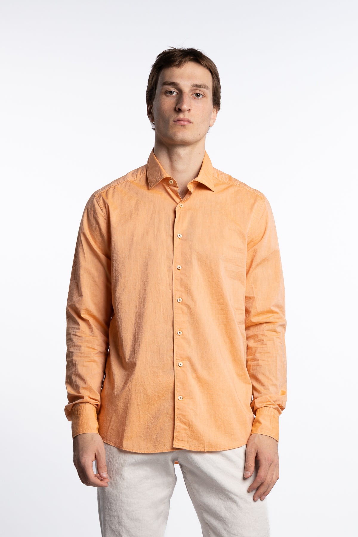 Slimline Cotton Shirt Light Orange