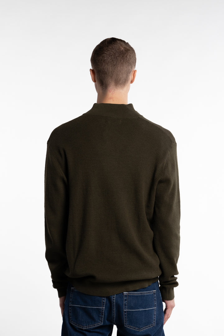 Oscar Half-Zip Knit Army Melange