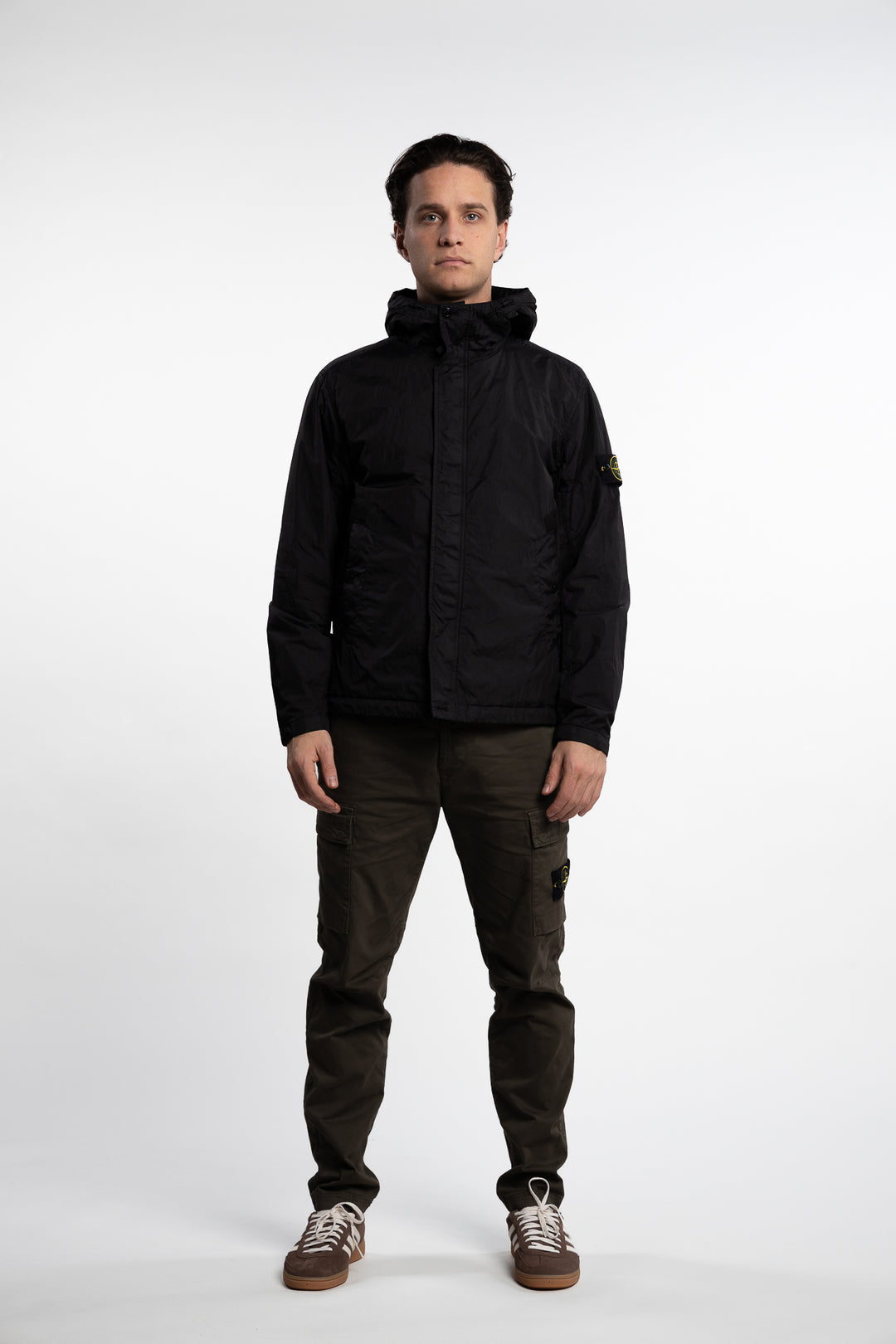 Garment Dyed Crinkle Reps Ny Short Parka Black