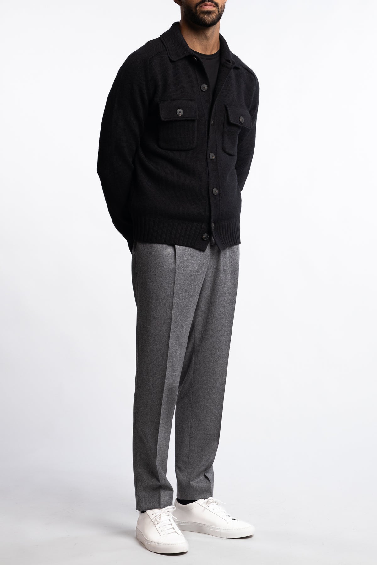 Super Geelong Jacket With Buttons And Shirt Collar Black