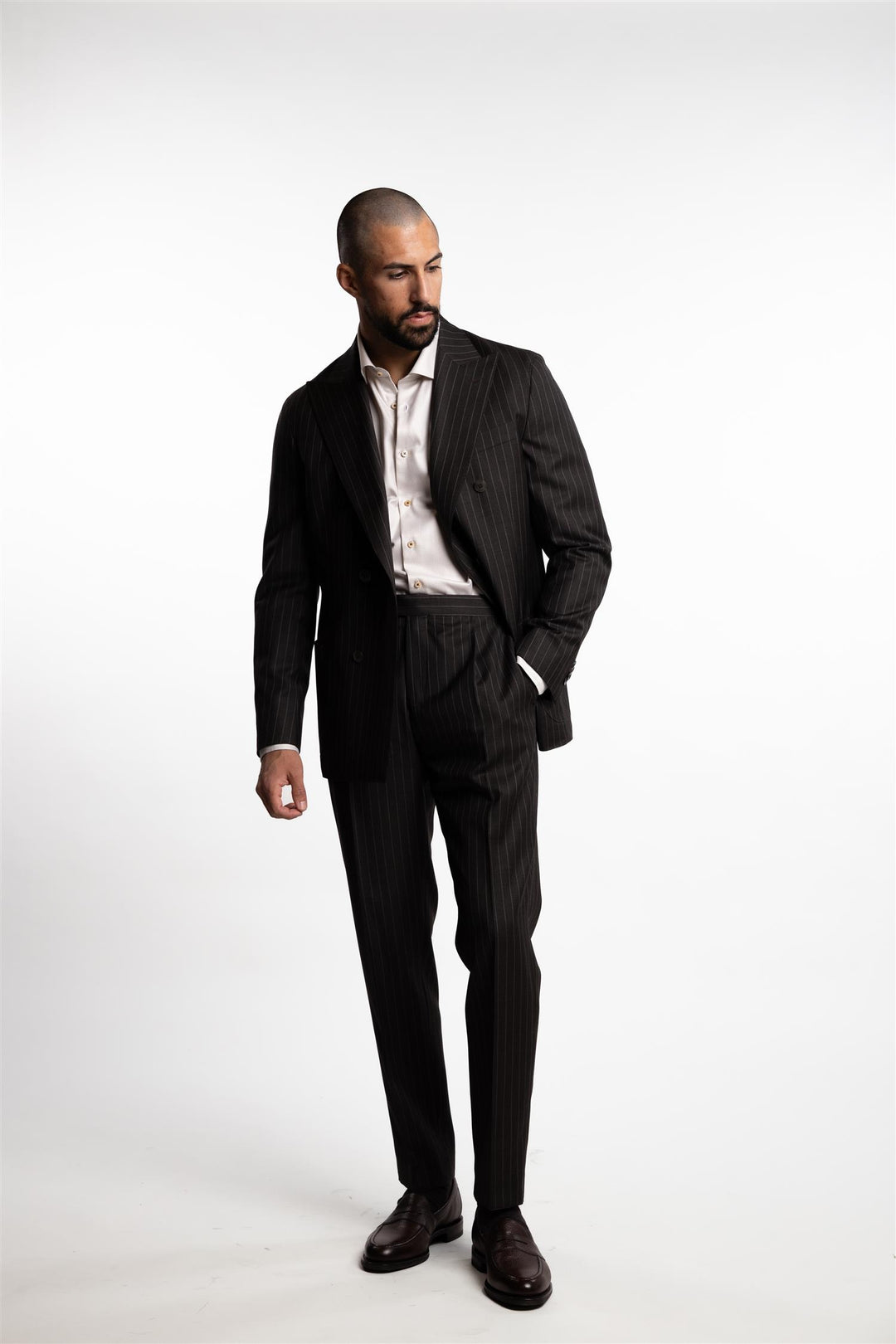 Vicenza DB Wool Blazer Dark Brown Pinstripe