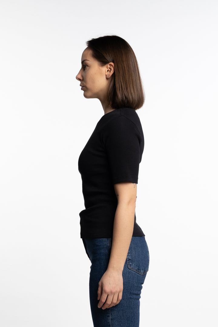Pippa Rib Tee- Black