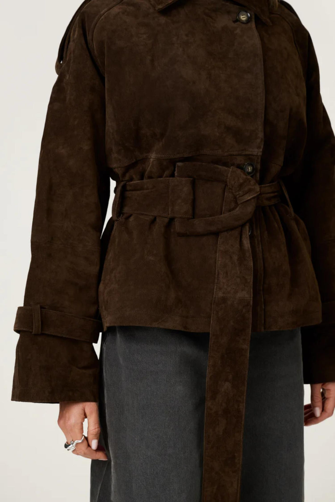 York Cropped Trench- Dark brown