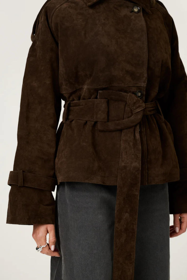 York Cropped Trench- Dark brown