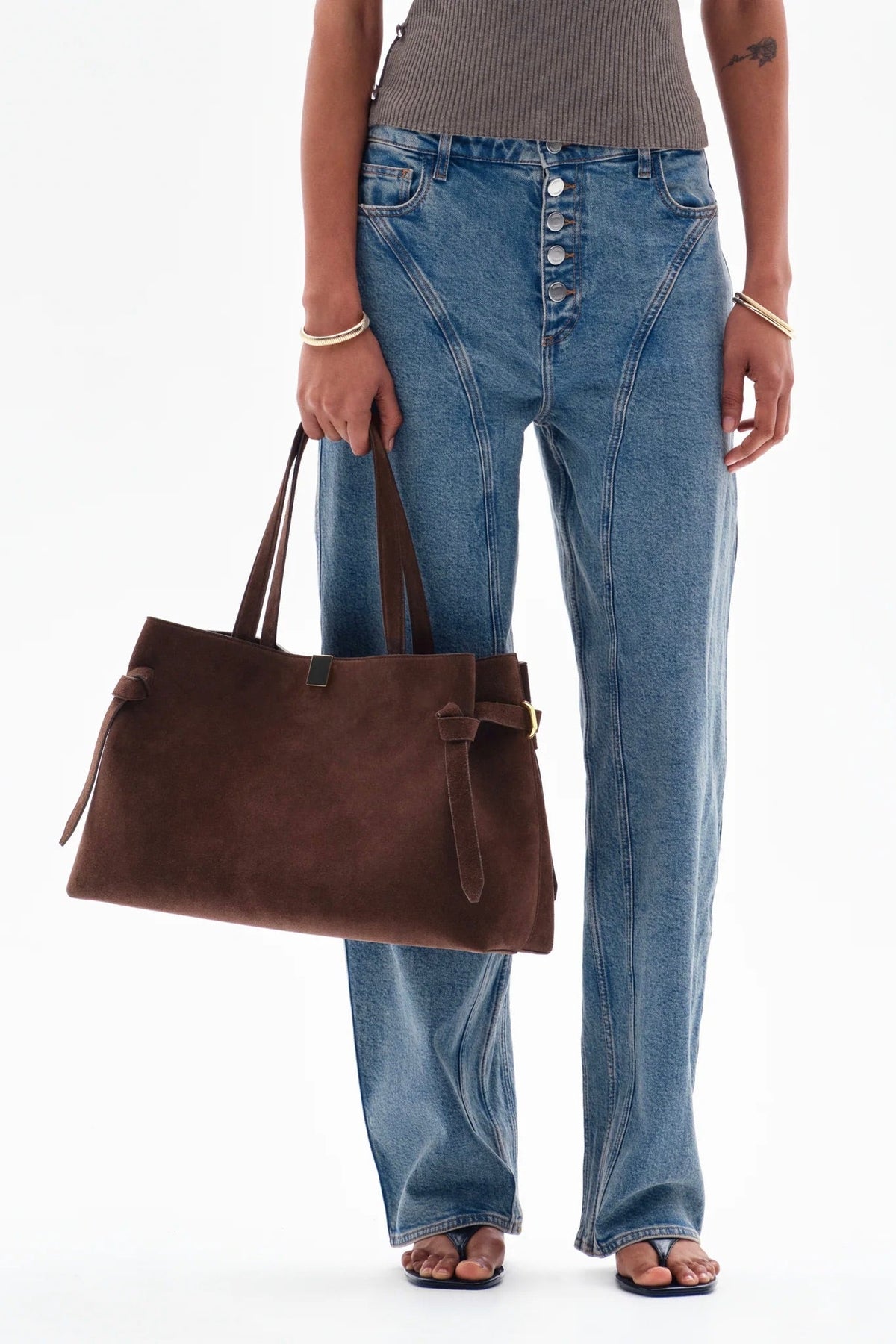 Gyoza Tote Chocolate Suede