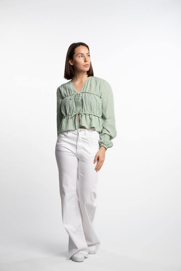 Indiana string blouse- Green/White