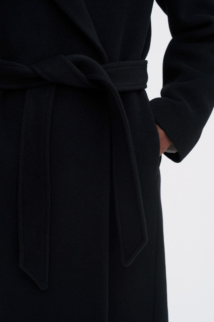 Charlotte Wool Belted Coat- Black
