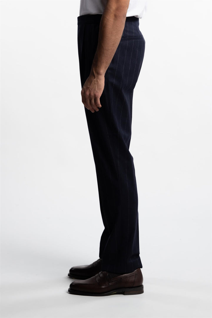 Prato Flannel Trousers Pinstripe Navy