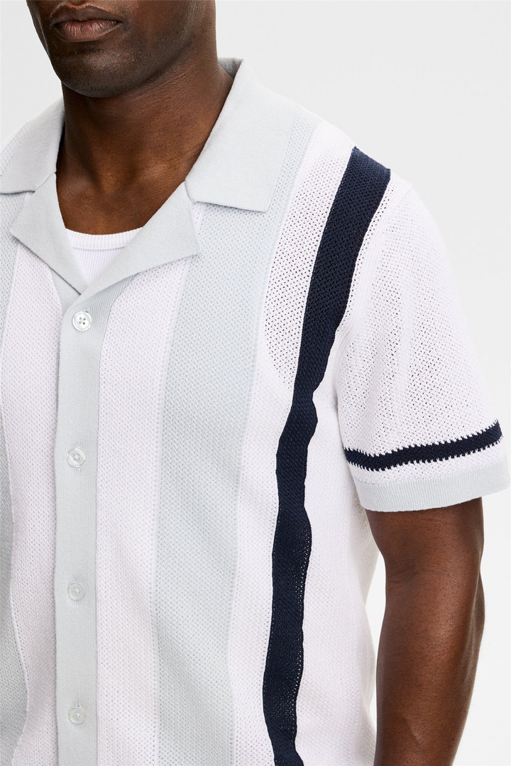 Remus Resort Collar Knit Polo Skywriting