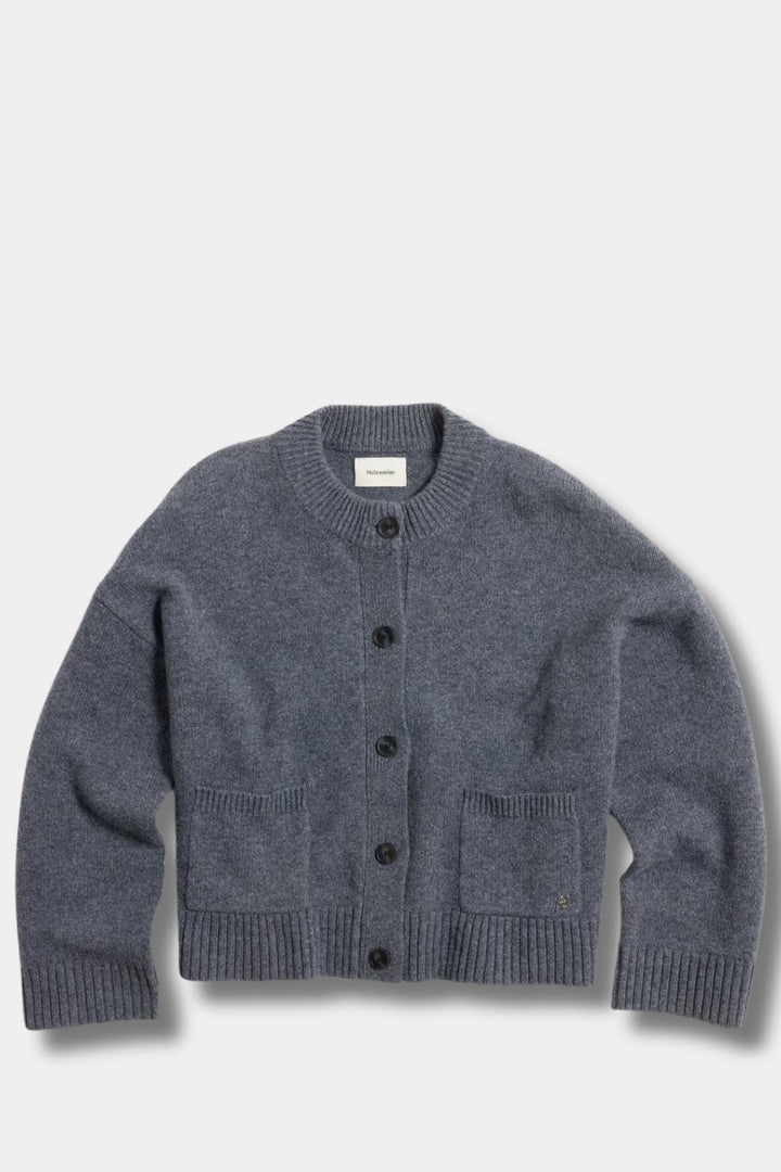 W. Wool Wide Cardigan- Blue