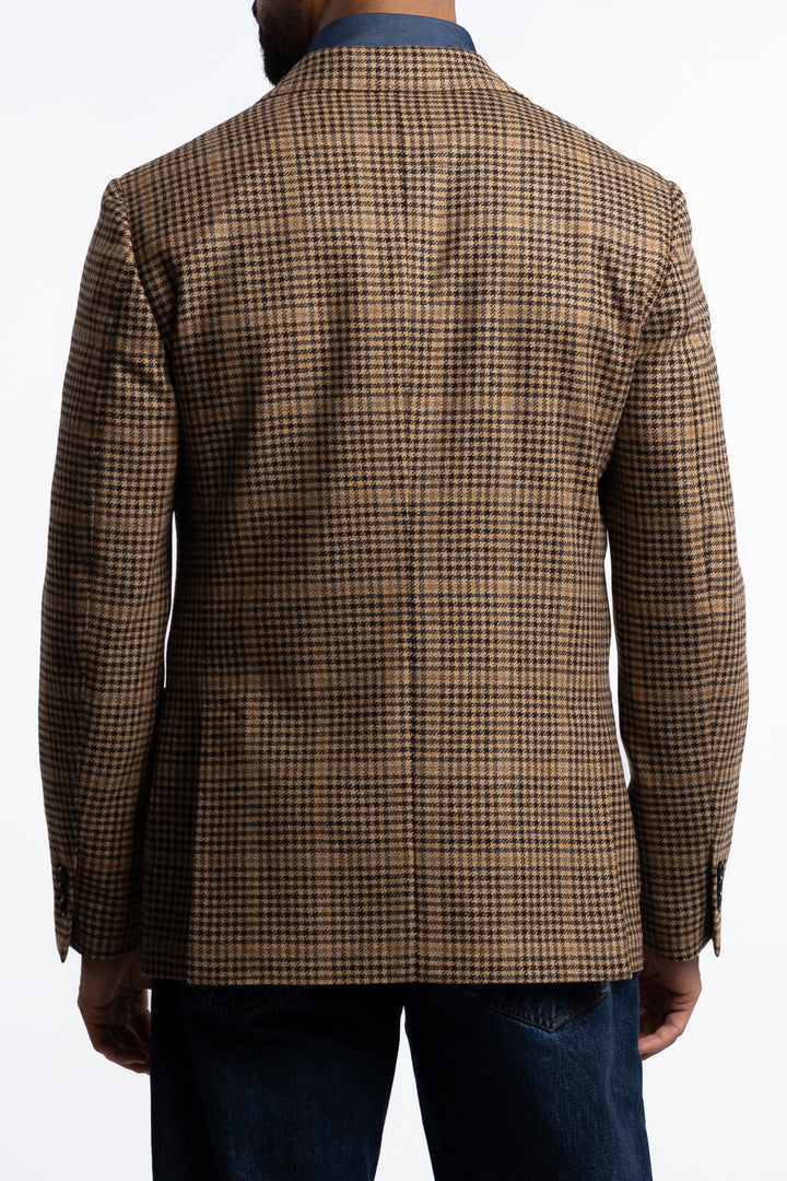Roma Wool/Cashmere Regular Fit Blazer Brown Houndstooth