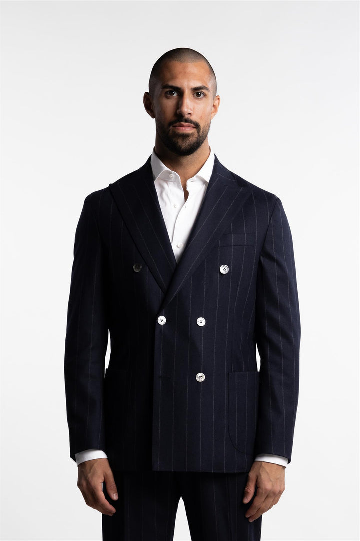 Vicenza DB Flannel Blazer Pinstripe Navy