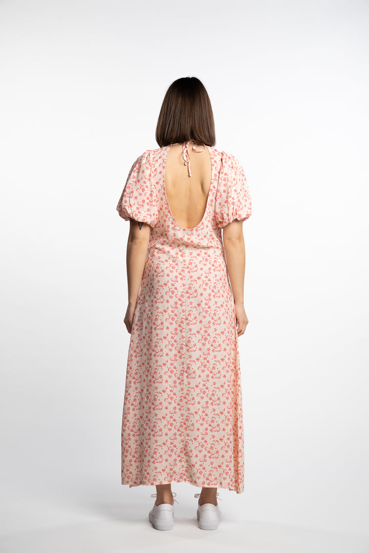 Athilda Dress- Cream Pink Flower