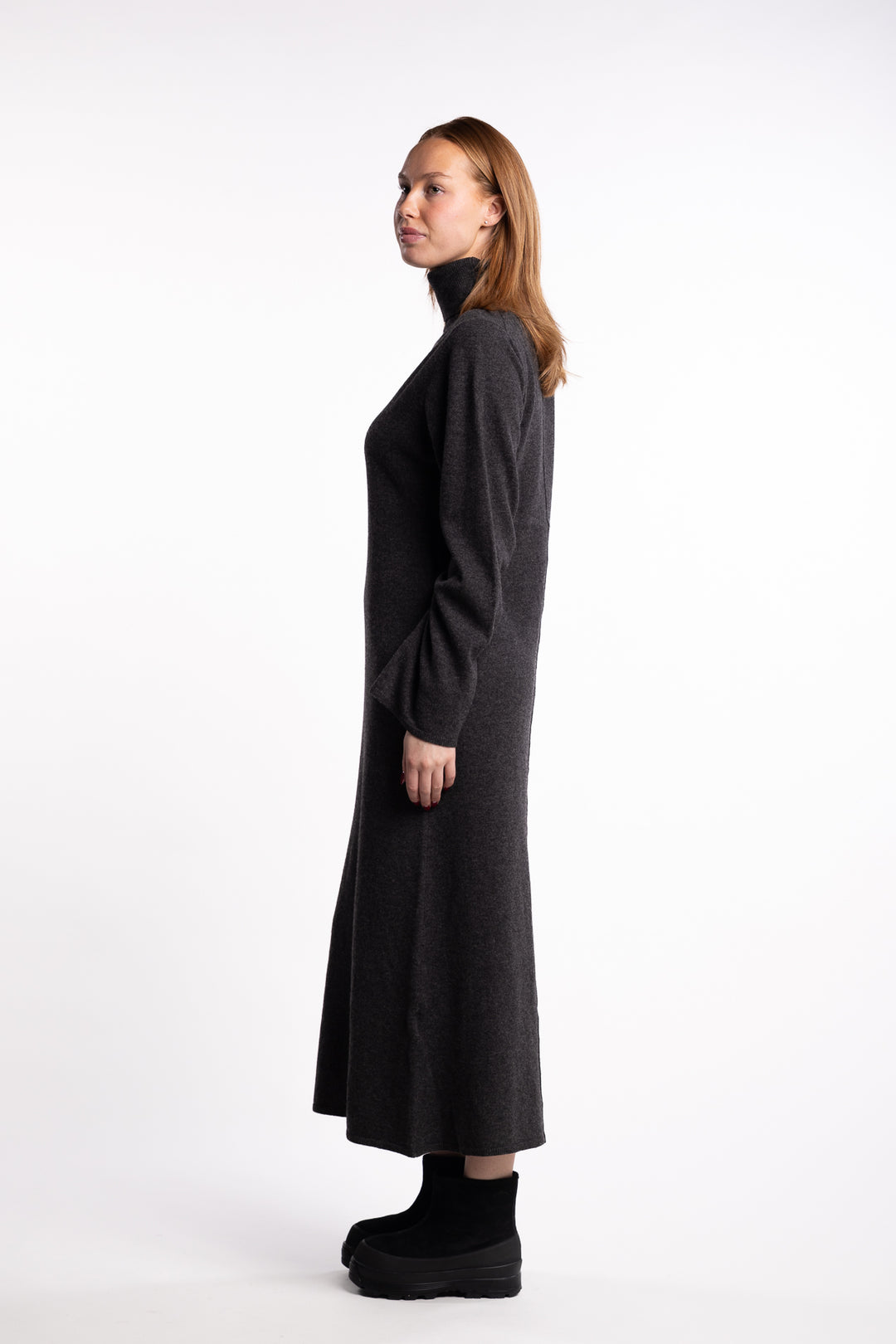 Turtleneck Touloun Maxi Dress- Graphite
