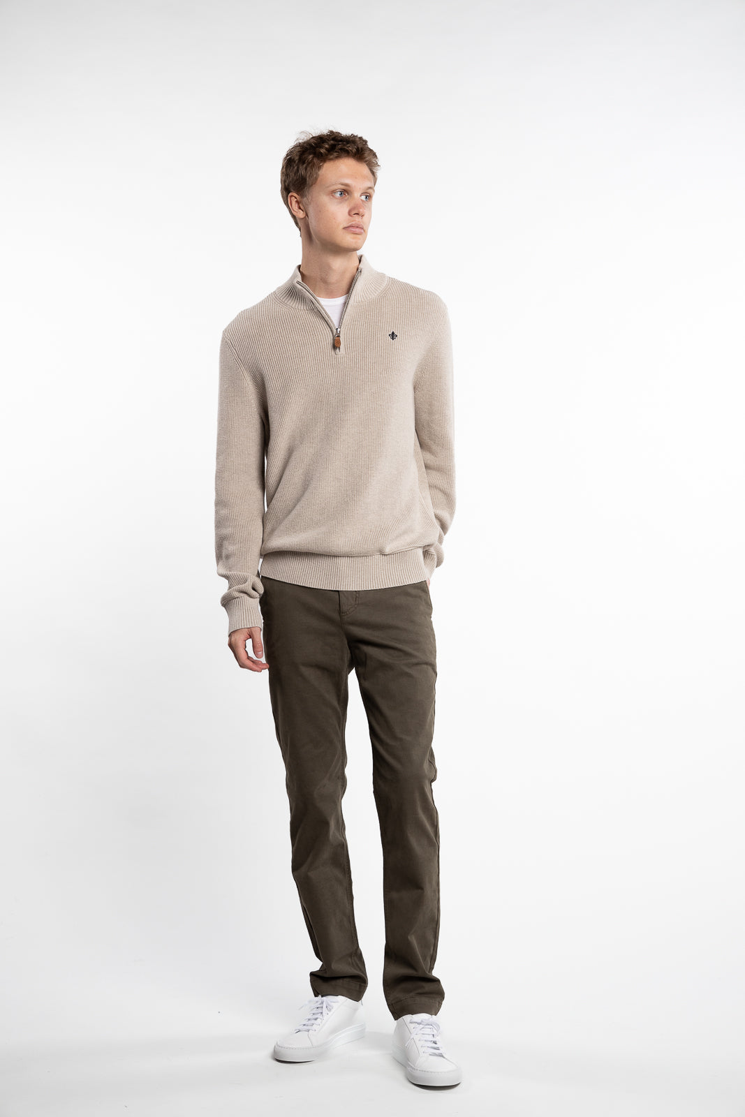 Bernard Cotton Half Zip Khaki