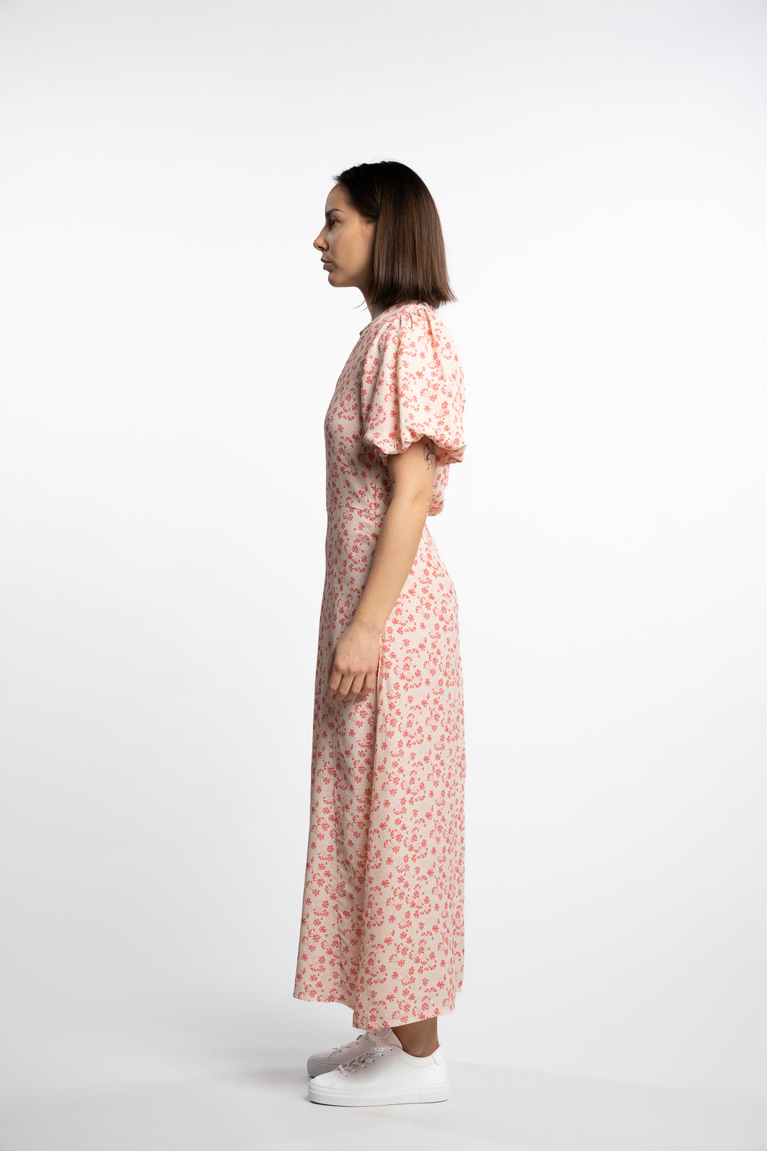 Athilda Dress- Cream Pink Flower