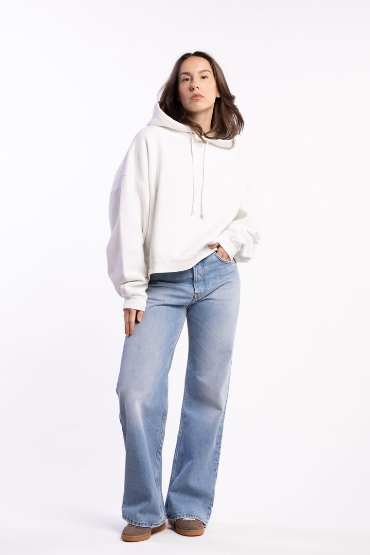 Logo Fleece Hoodie- Ice White