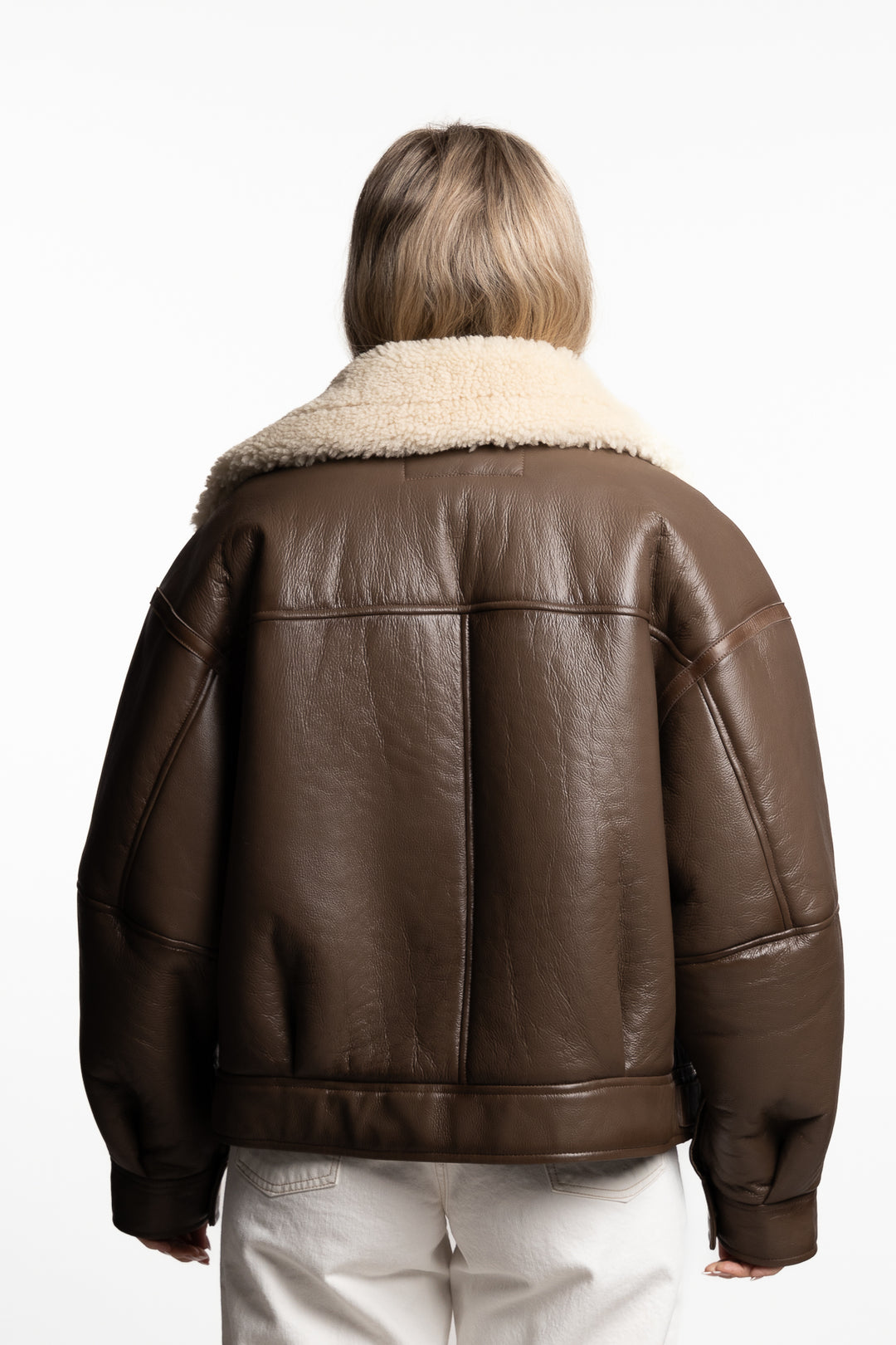 Shearling Jacket- Brown/Light Camel