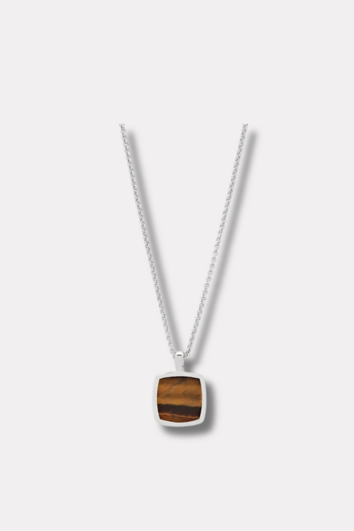 Cushion Pendant Tiger Eye Silver