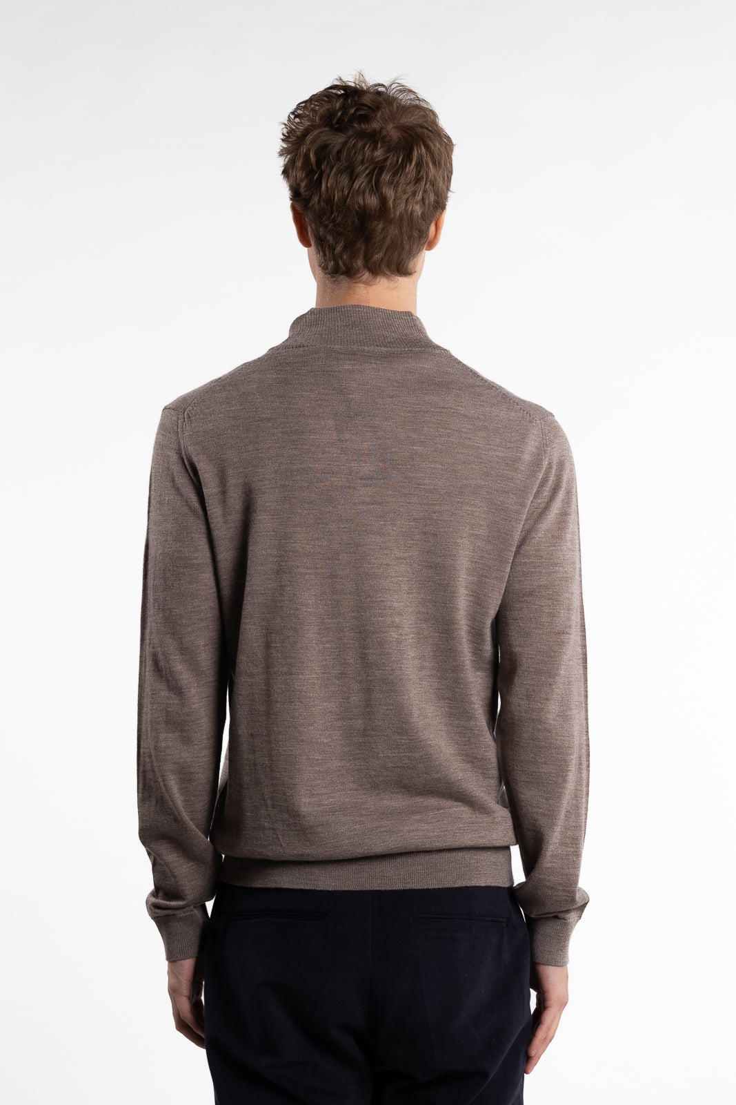 Extrafine Merino Sweater Half Zip Beige