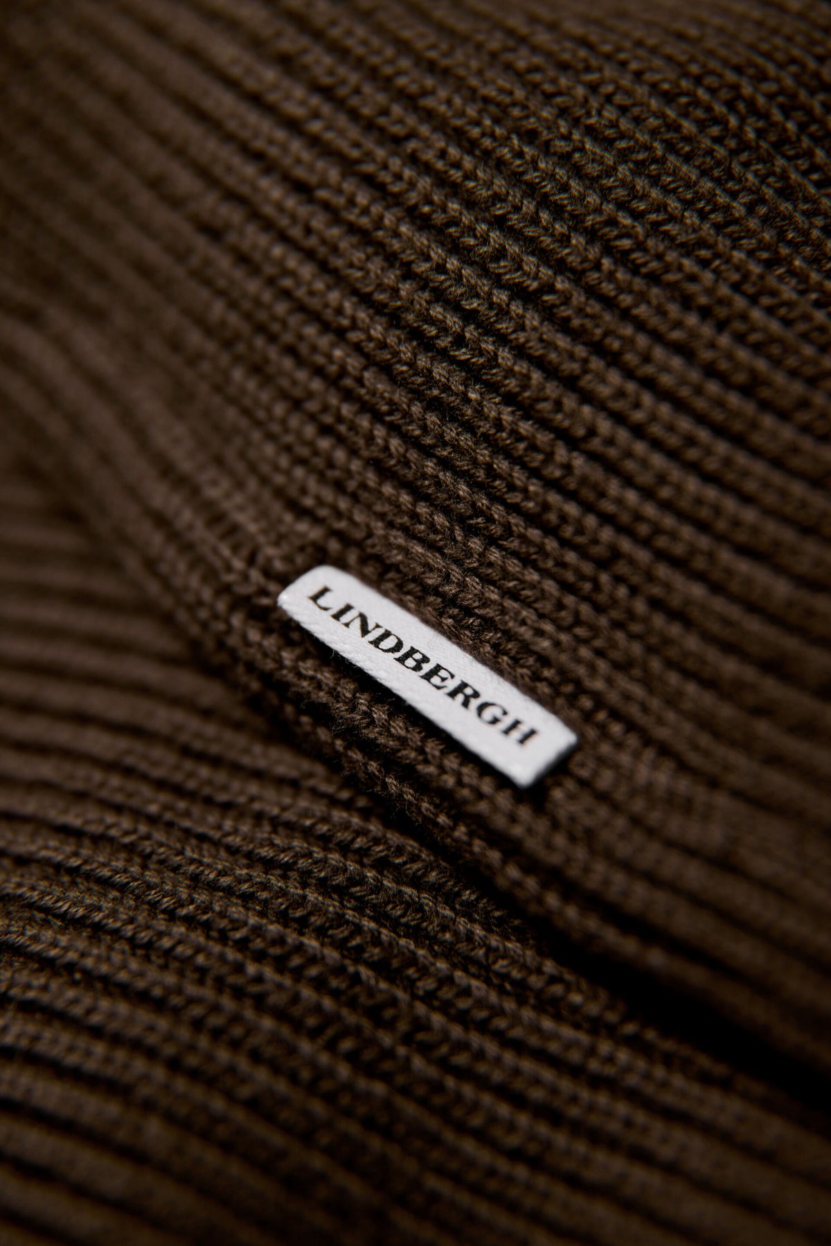 Half Zip Rib Knit Dk Brown - nærbilde detalj