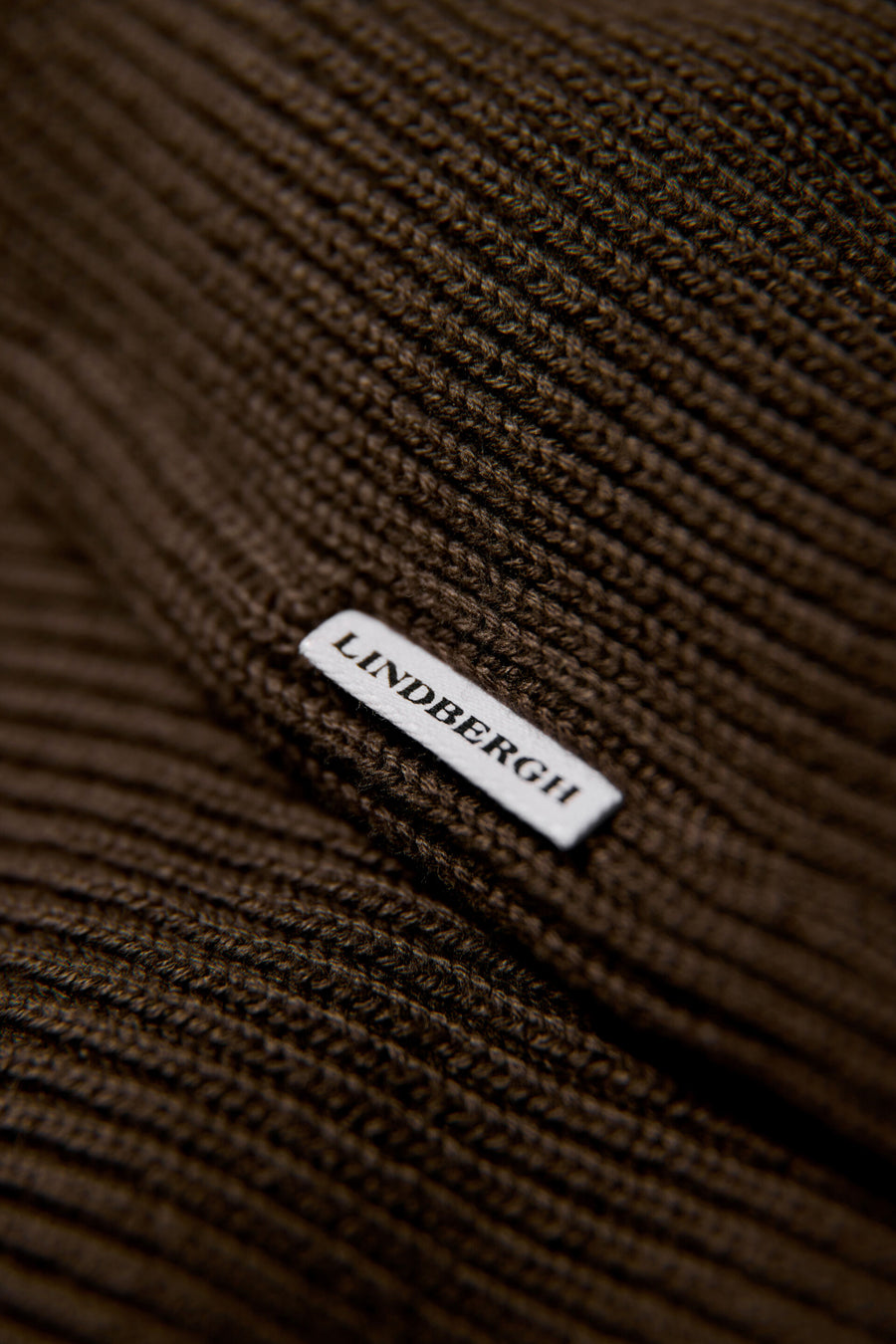 Half Zip Rib Knit Dk Brown - nærbilde detalj