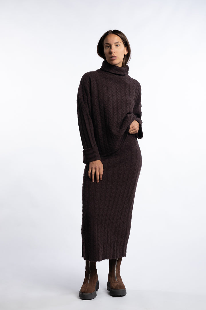 Valencia Merino Skirt- Dark brown