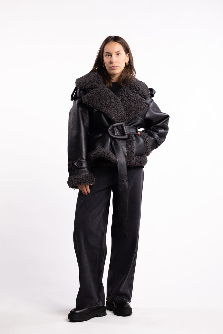 Manchester Cropped Jacket- Black