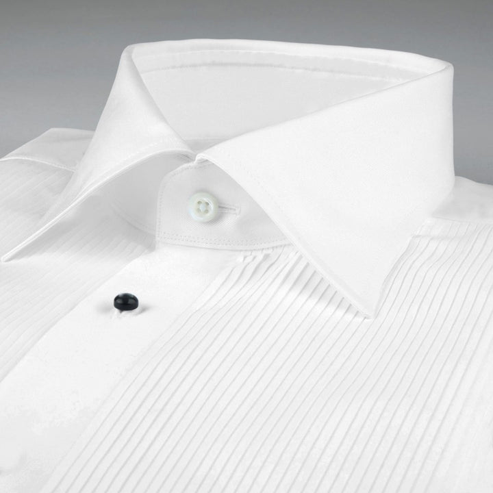 Slimline Pleated Smoking Shirt White