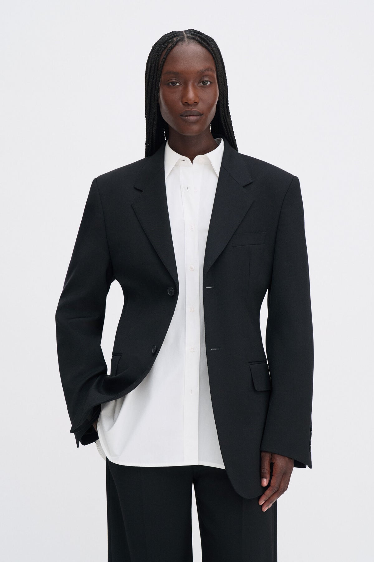 Hourglass Blazer Anthracite Pinstripe