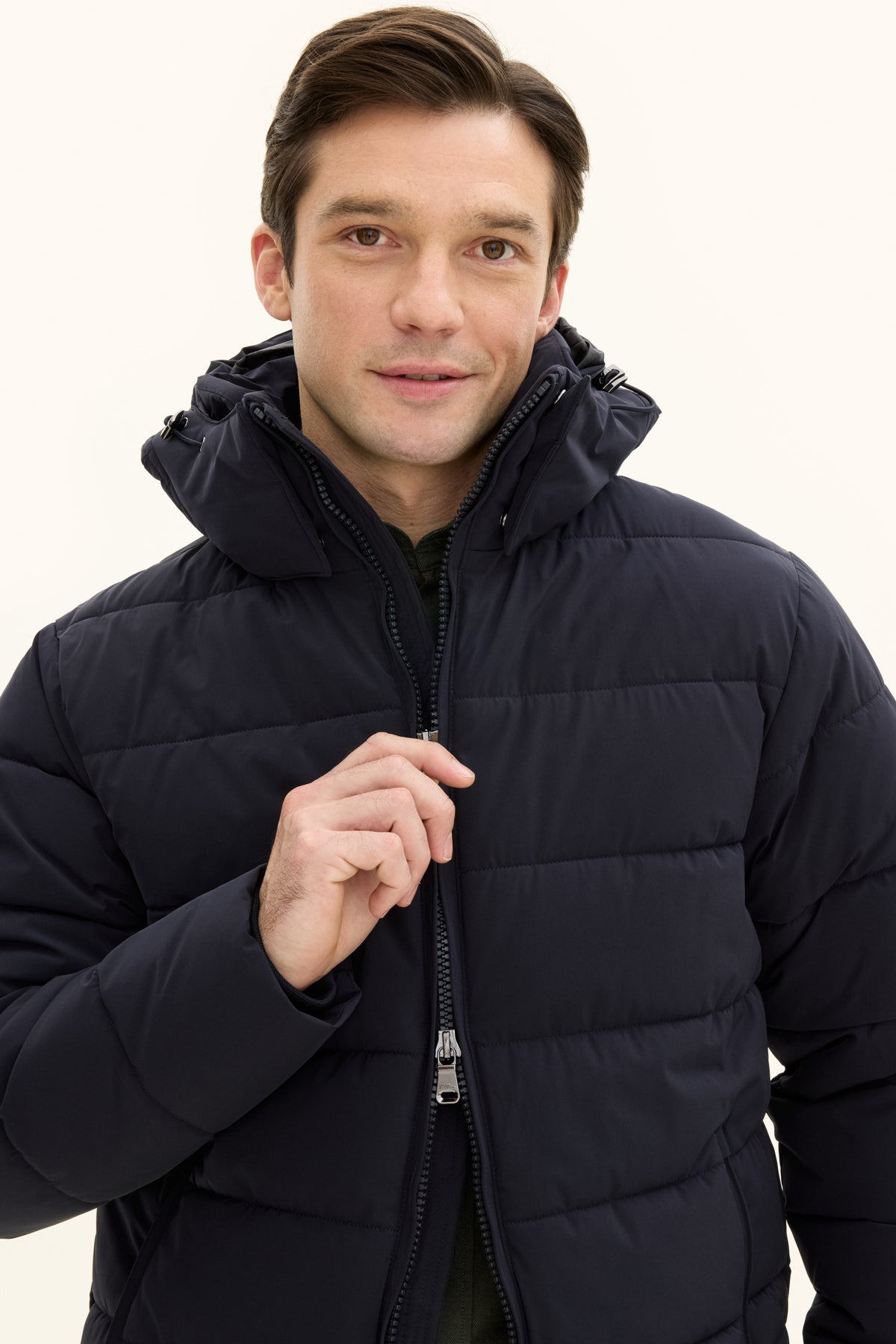 Hooded Puffer Jacket Navy - Oscar Jacobson