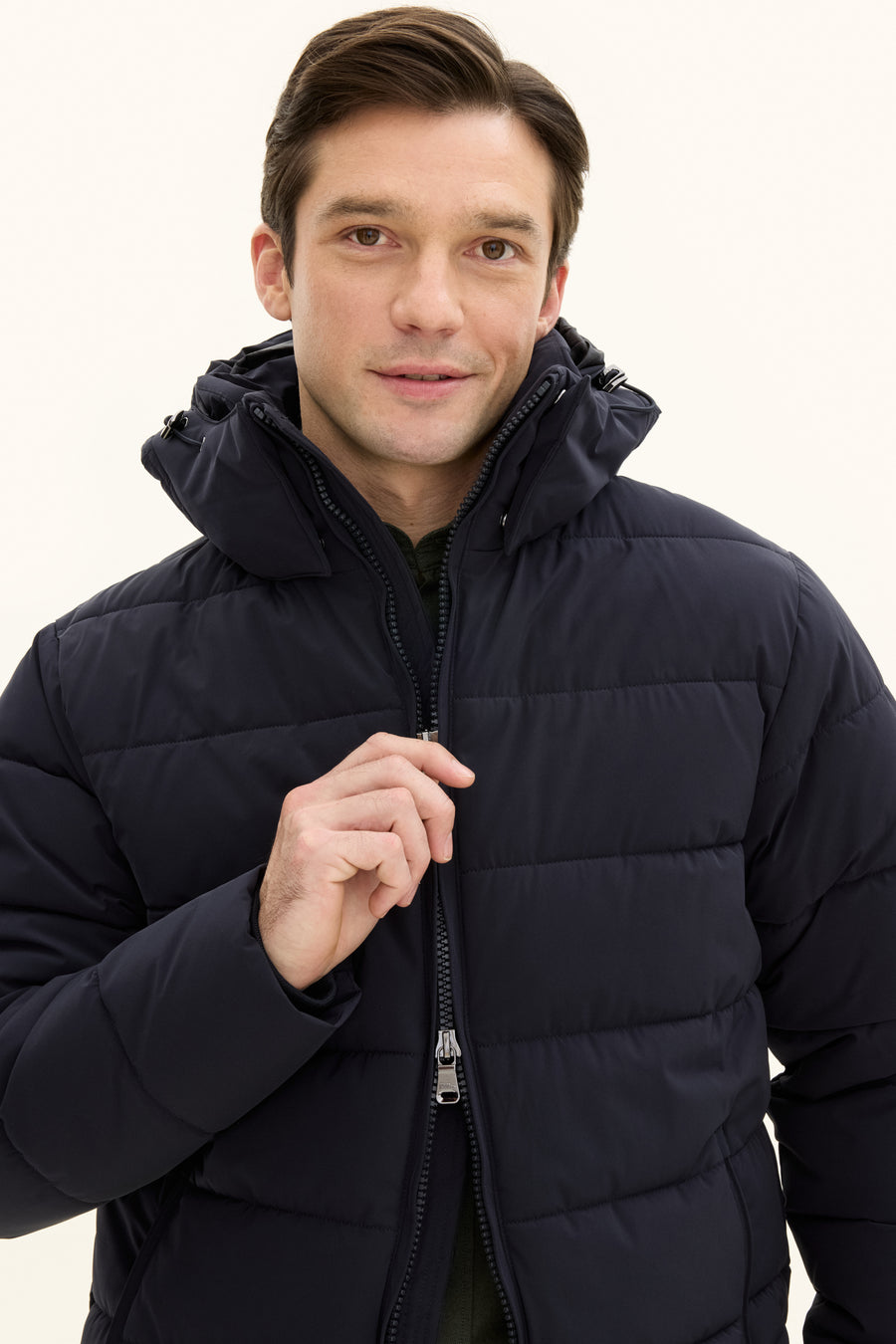 Hooded Puffer Jacket Navy - Oscar Jacobson