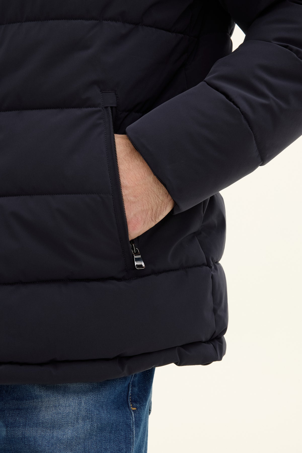 Hooded Puffer Jacket Navy - Oscar Jacobson