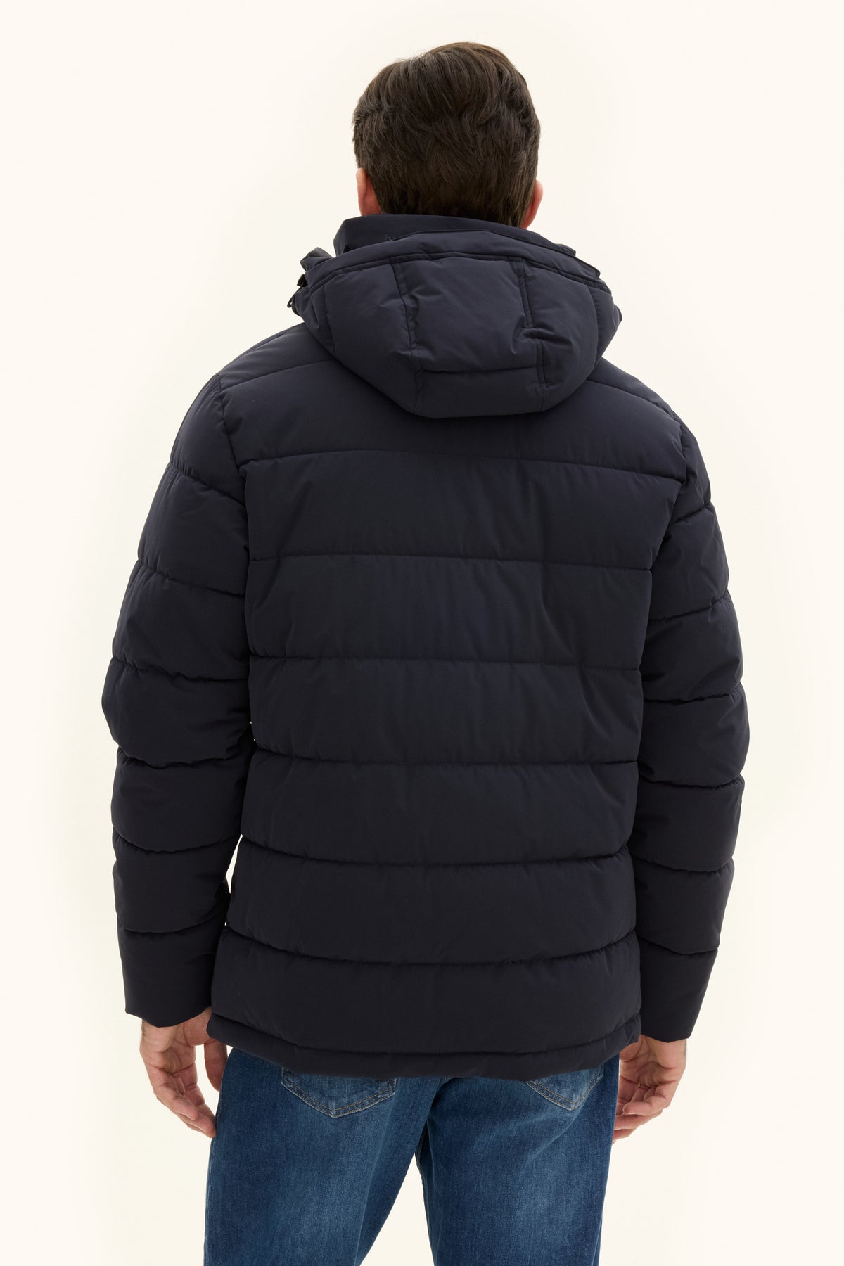 Hooded Puffer Jacket Navy - Oscar Jacobson