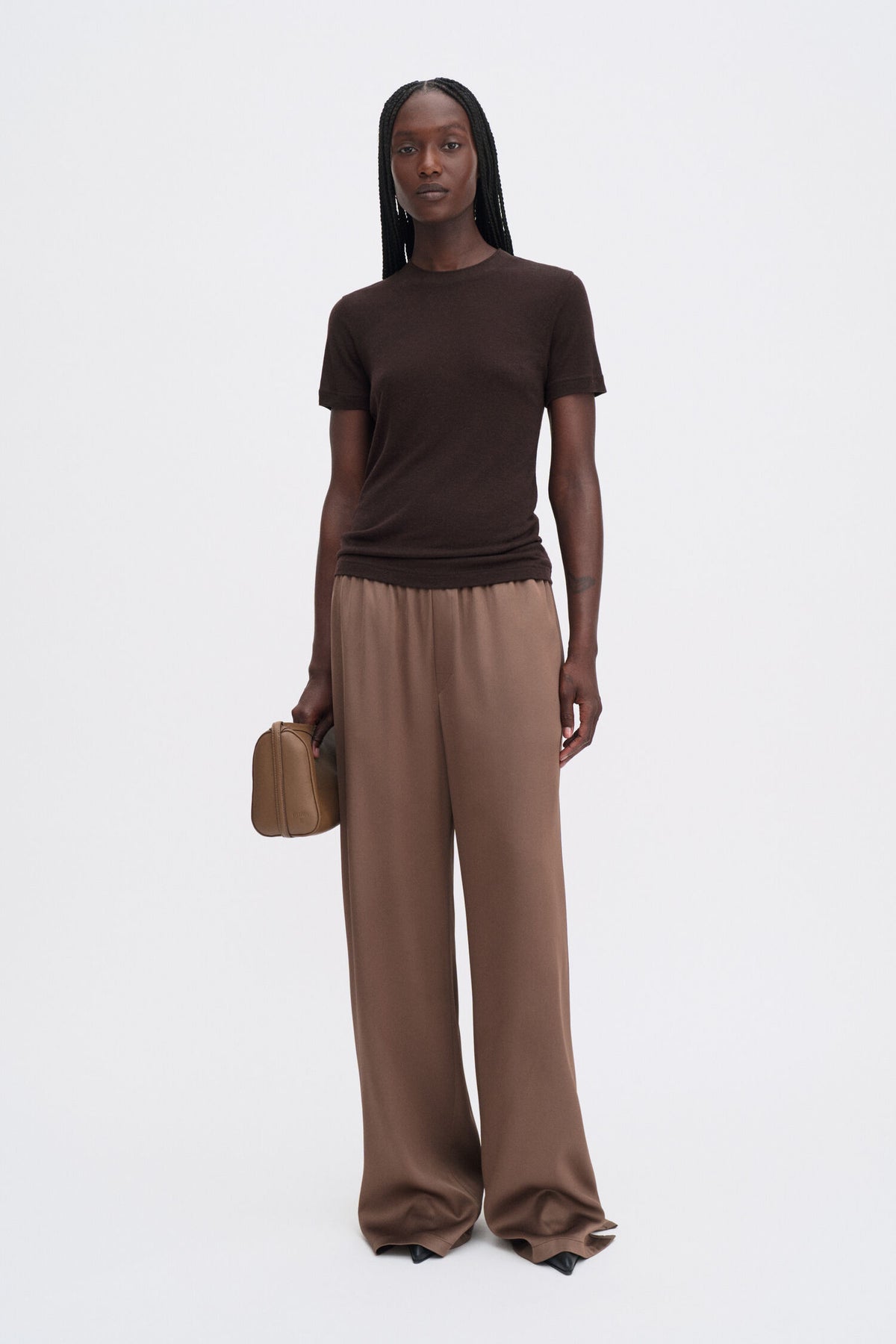 Lyocell Cashmere Tee Brown