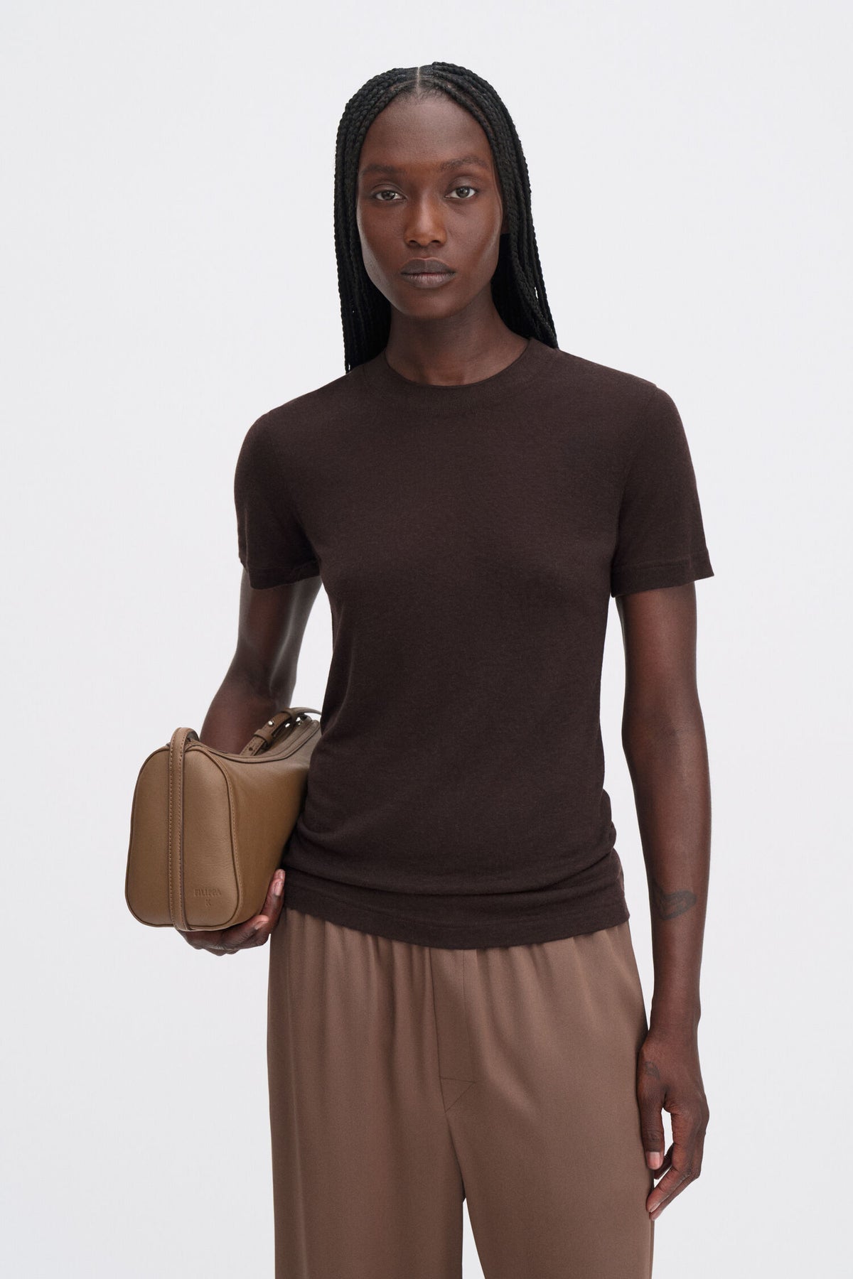 Lyocell Cashmere Tee Brown